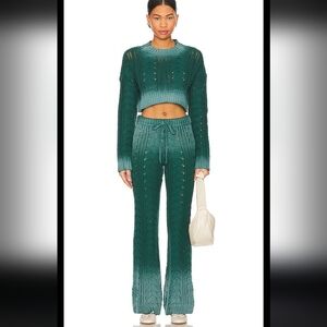 Lovers and Friends Jelissa Ombre Knit Pant in Dark Green